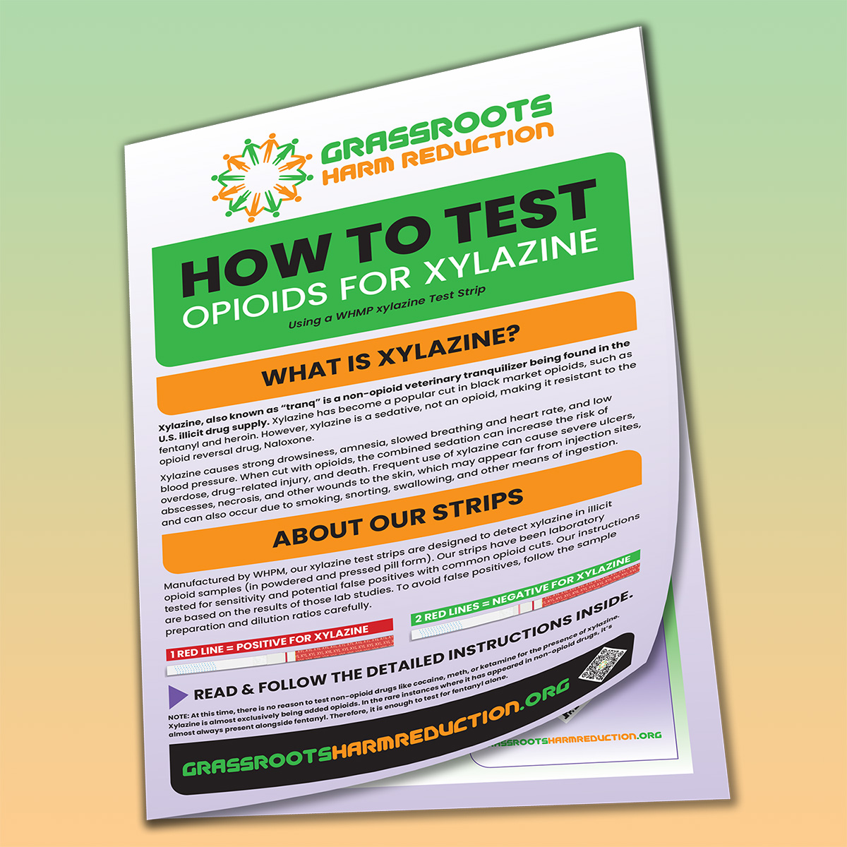 xylazine test strips instruction sheet