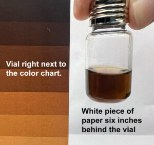 Vial right next to the color chart