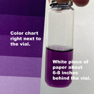 Hold the vial right next to the color chart.